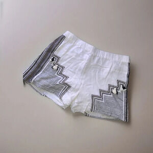 J Crew Collection 100% Linen White Embroidered Tassel Lined Shorts! Size M